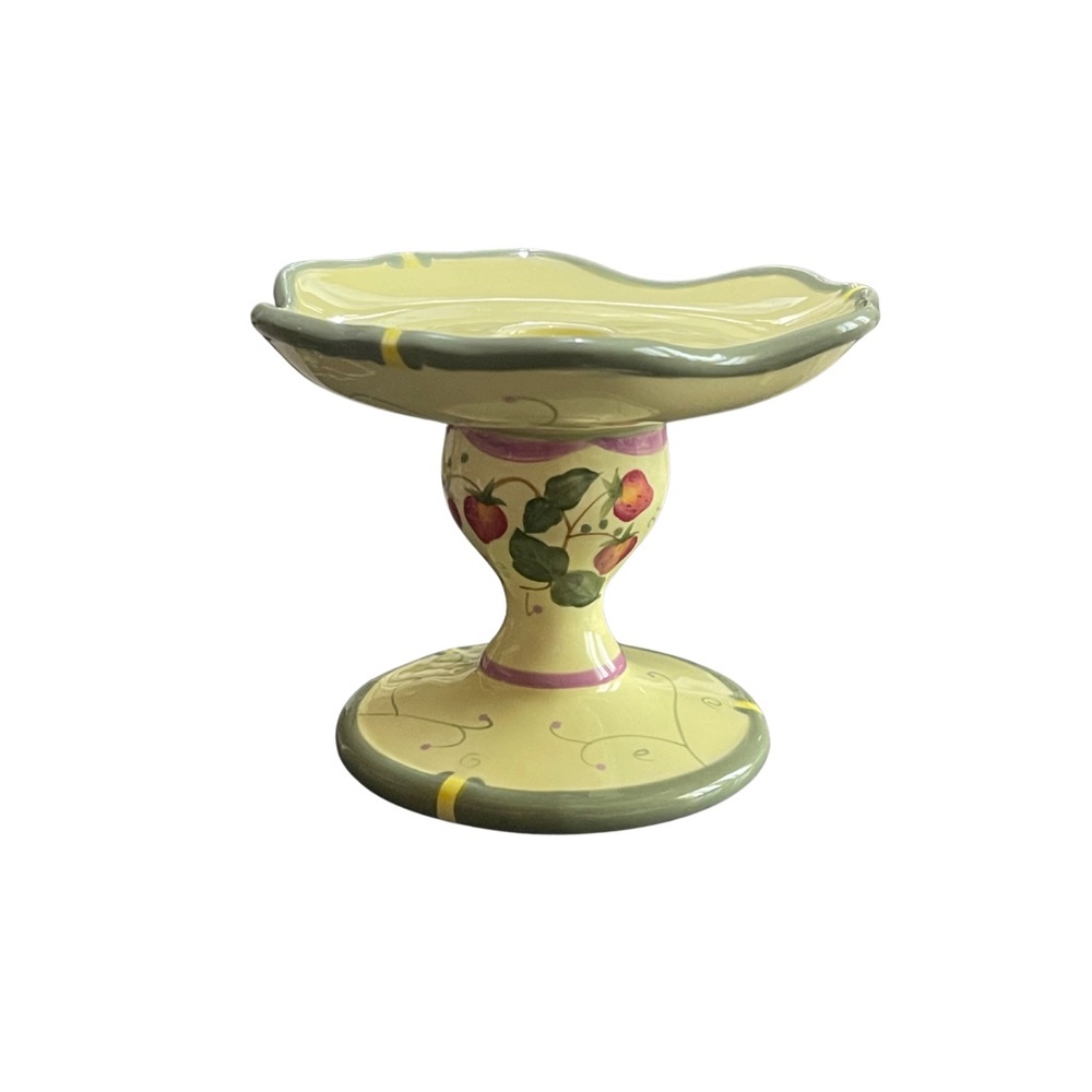 PartyLite Yellow and Green Candle Holder with Floral Accents